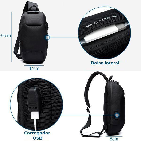 Mochila Resistente modelo Infinita Anti-furto com USB e Frete Grátis!